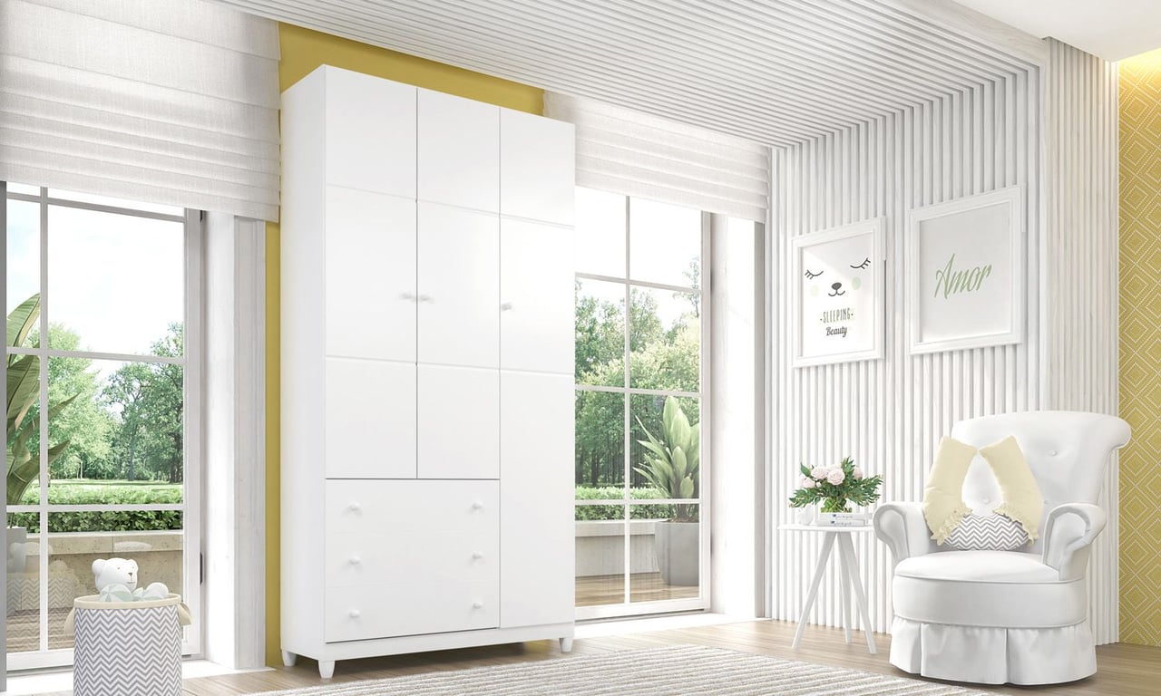 Guarda Roupa Infantil Branco 3 Portas Premier — vista alternativa