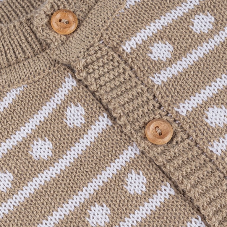 Casaquinho Tricot Listra Poá Bege