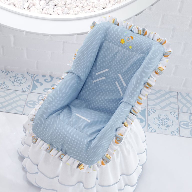 Capa para Bebê Conforto Astronauta Patchwork Azul