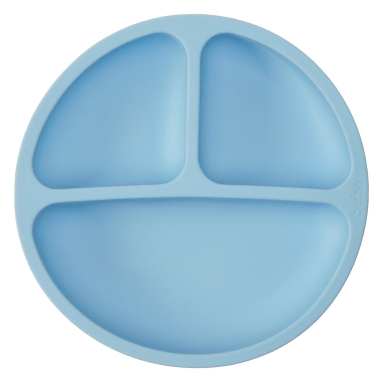 Pratinho de Silicone com Divisórias e Ventosa Azul