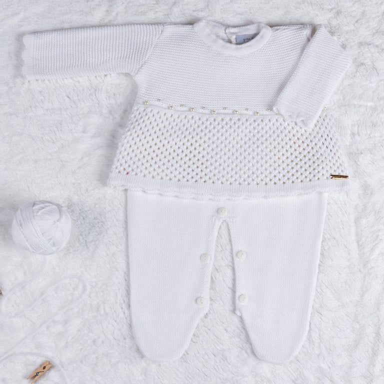 Saída Maternidade Tricot Vestido com Pérolas Vermelho 02 Peças