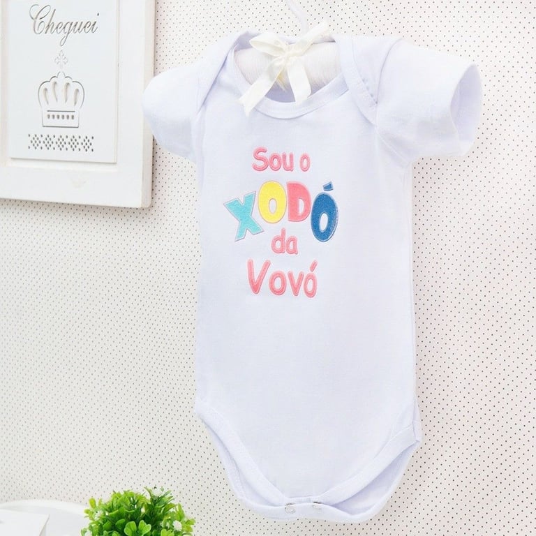Body Manga Curta Sou o Xodó da Vovó Branco Tam M