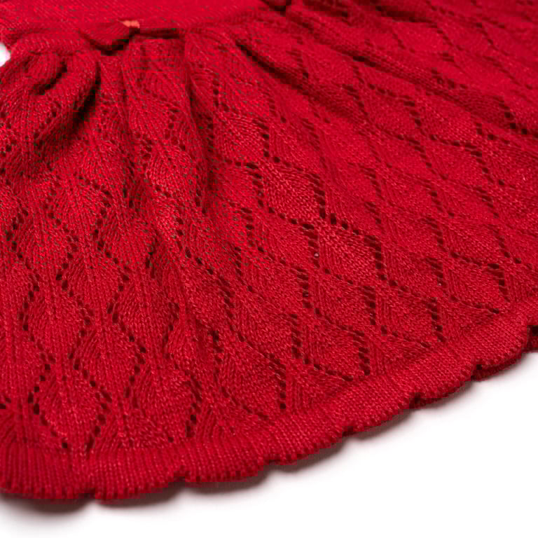 Vestido Tricot Vazado Laços Vermelho