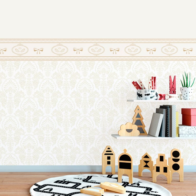 Papel Meia Parede Arabesco Anjo Bege 1,5m