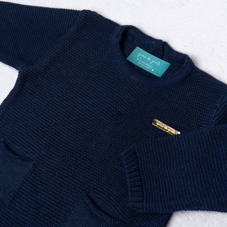 Macacão Tricot Bolsinhos Azul Marinho