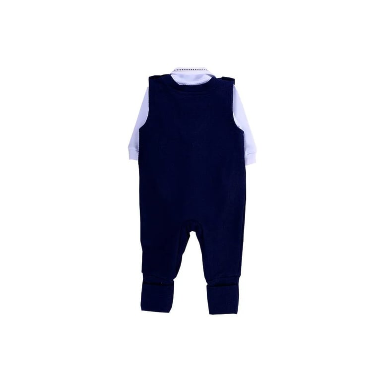 Saída de Maternidade Aconchego do Bebê com Gola Bordada Azul Marinho — vista alternativa