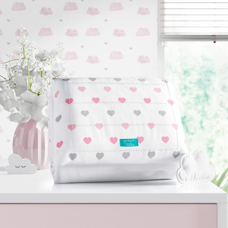 Trocador de Fraldas Portátil com Bolsos Corações 85x40cm — vista alternativa