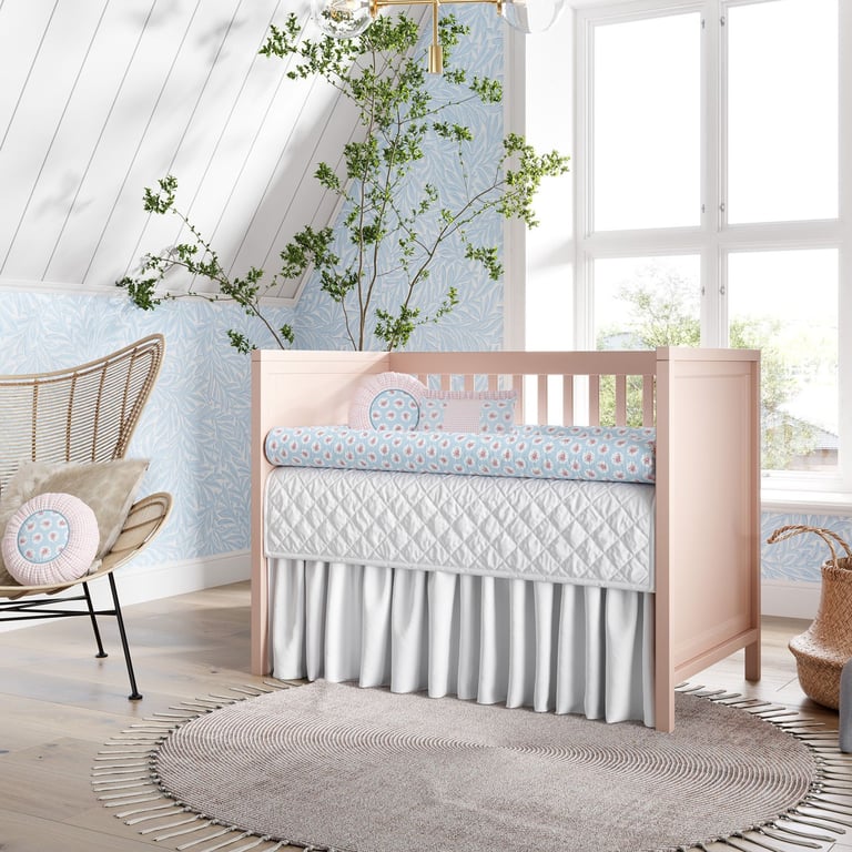 Kit Berço Rolinhos Floral Liberty Poá Azul 8 Peças — vista alternativa