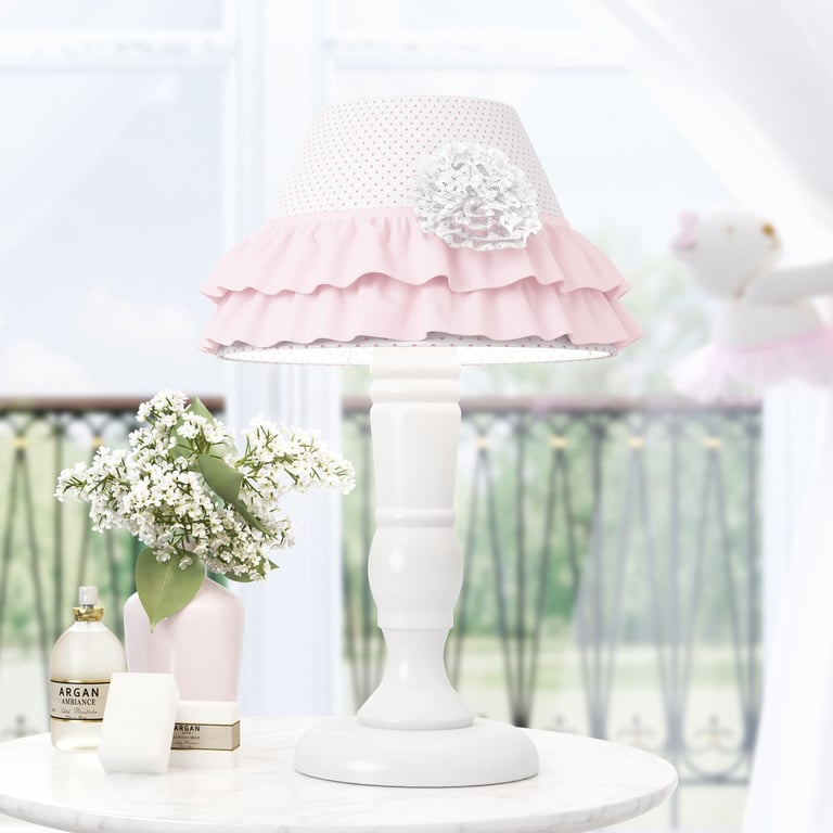 Abajur Madeira Poá Luxo Rosa