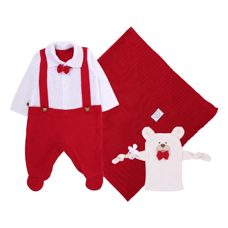 Saída De Maternidade Fofinho Com Naninha Fantoche Vermelho