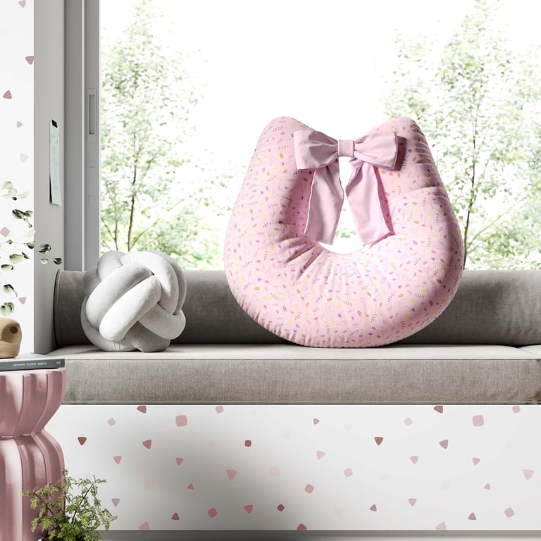 Almofada Amamentação Folhas Selva Baby Rosa