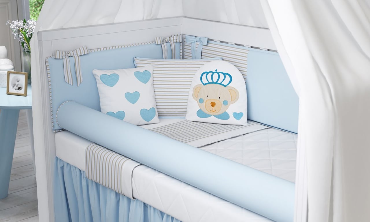Kit Berço Urso Príncipe Azul/Listrado — vista alternativa