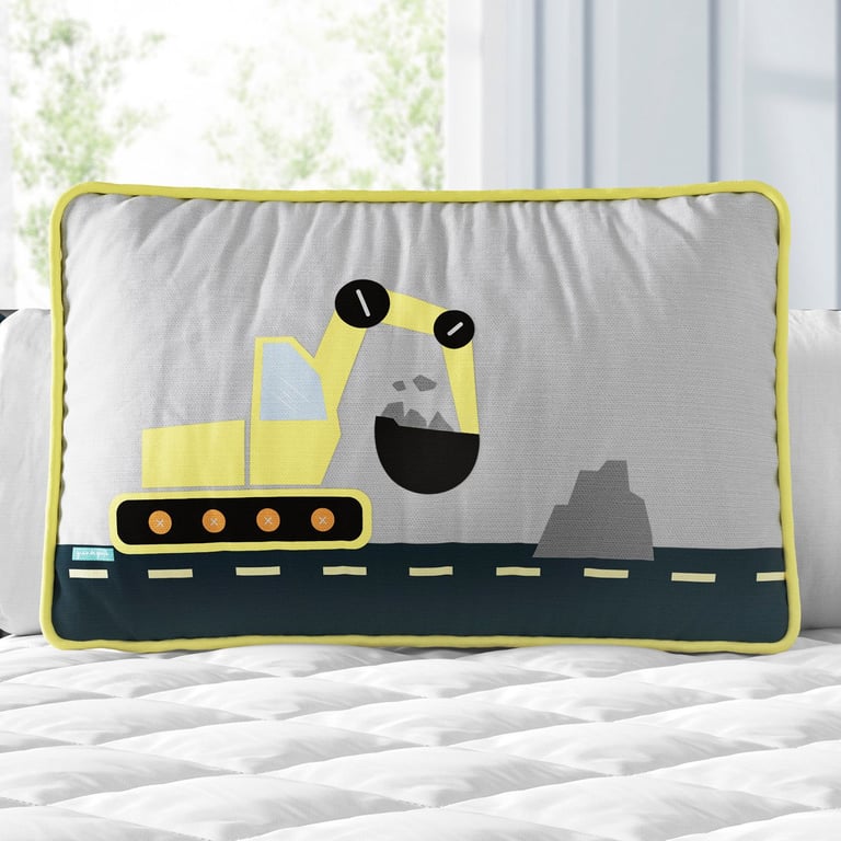 Almofada Retangular Escavadeira Amarela 35cm