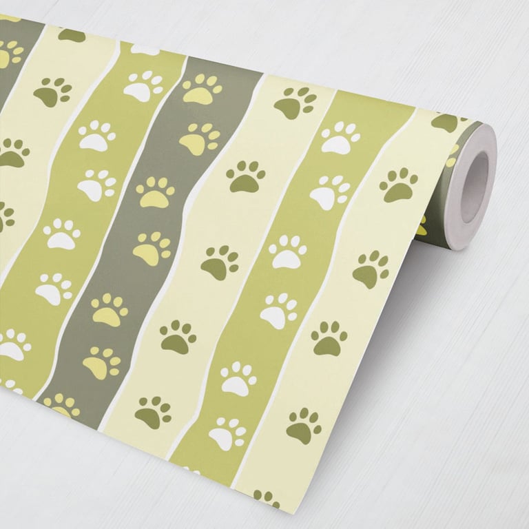 Papel de Parede Safári Patinhas Verde, Bege e Cinza 3M