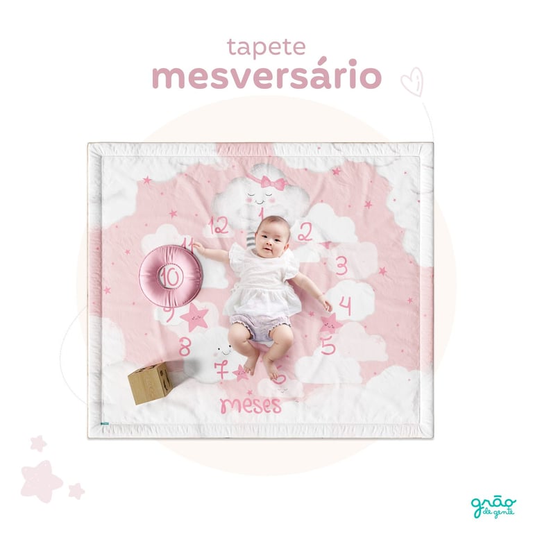 Tapete Mesversário Nuvem de Algodão Rosa