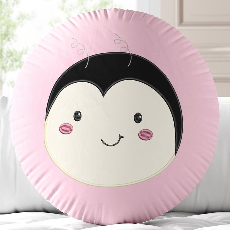 Almofada Redonda Joaninha Rosa 30cm