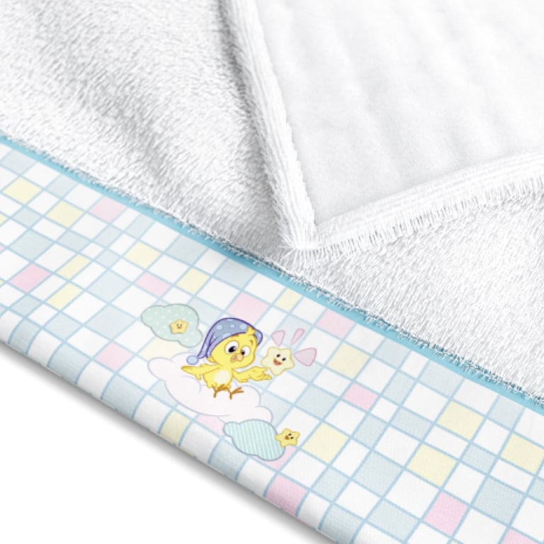 Toalha Fralda Pintinho Amarelinho Quadriculado Colorido 1,05M