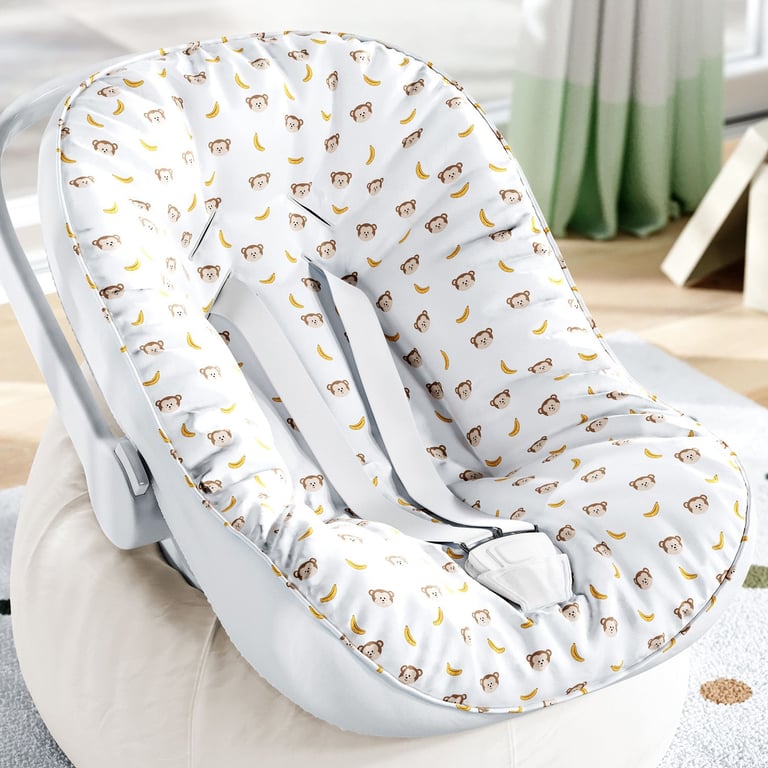 Capa de Bebê Conforto com Protetor de Cinto Amiguinho Macaquinho