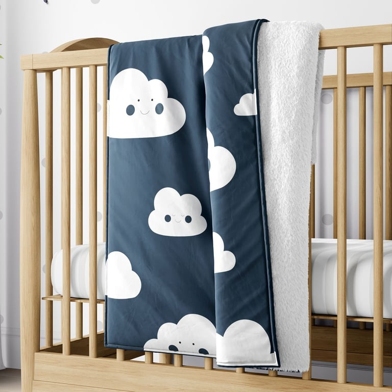 Cobertor Dupla Face com Soft Amiguinho Nuvem Azul 1M