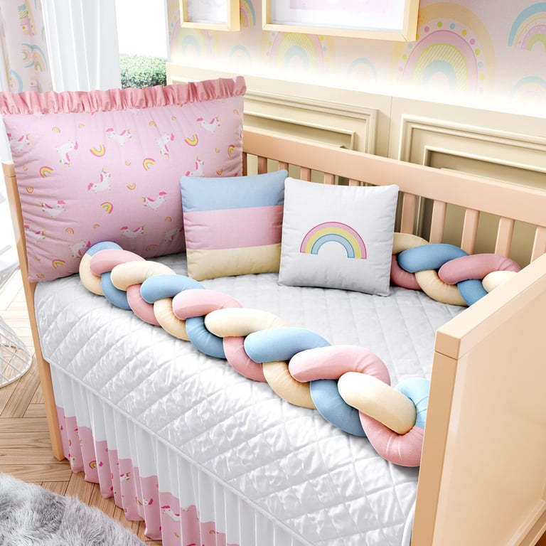 Kit Berço Trança Unicórnio Rosa — vista alternativa