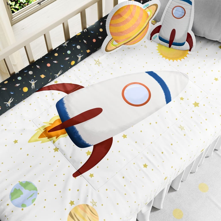 Edredom De Berço Foguete no Espaço