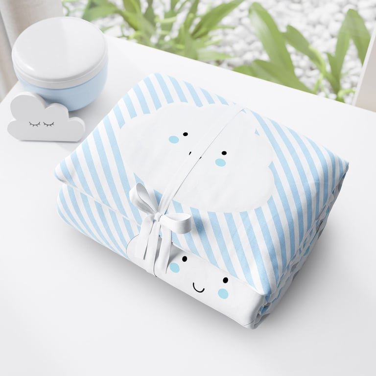 Trocador de Fraldas Portátil Nuvem de Algodão Azul 73x40cm