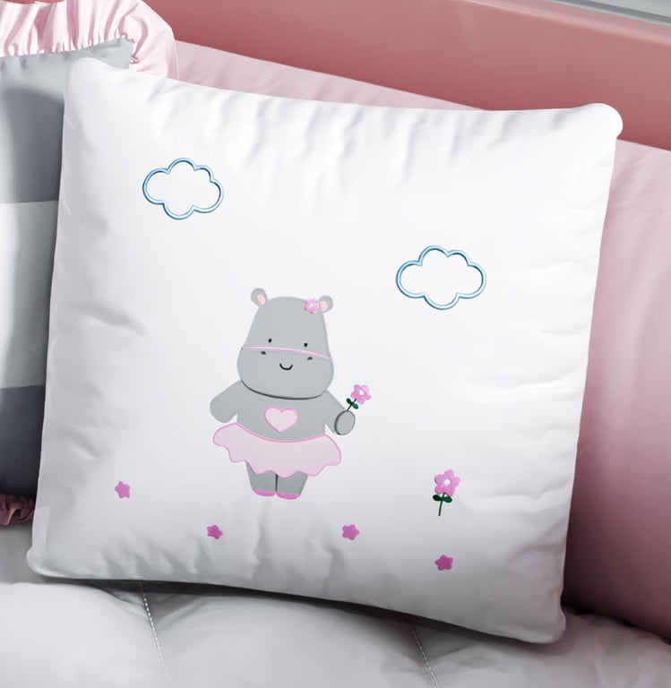 Almofada Quadrada Hipopótamo Branco 35cm