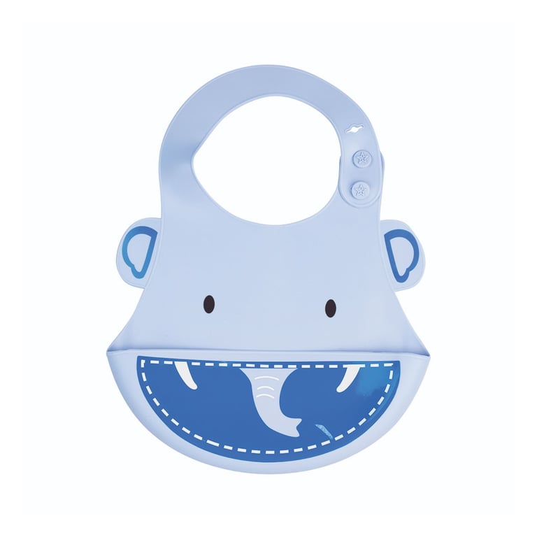 Babador de Silicone com Bolso Elefante Azul