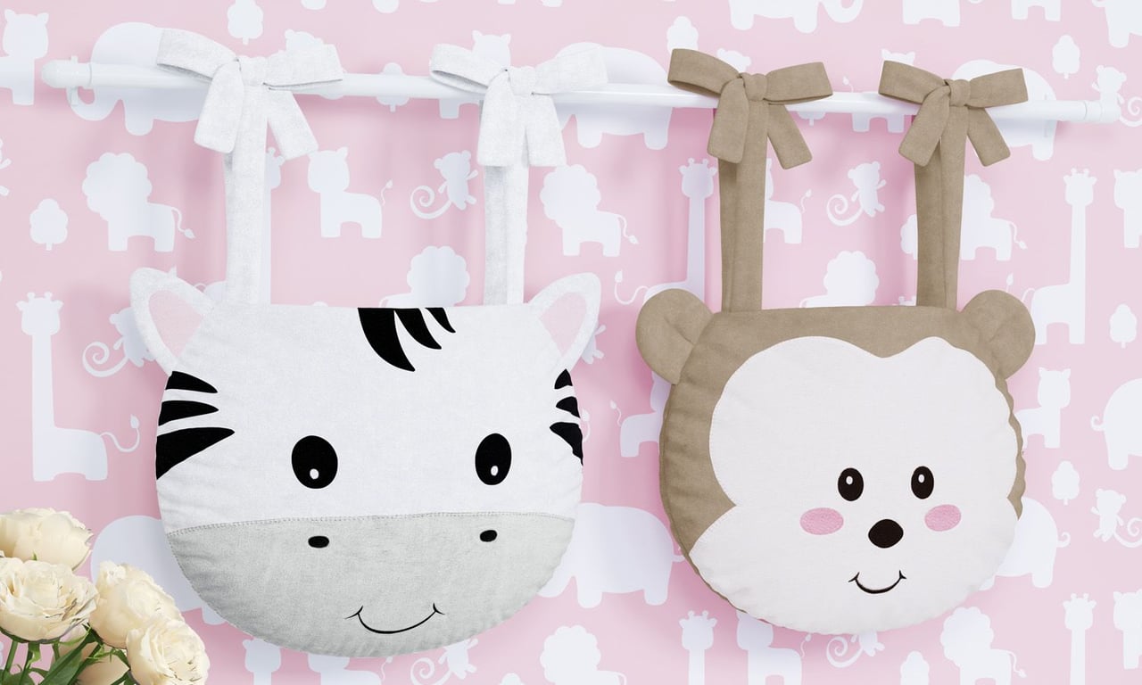 Porta Fraldas Varão Macaco e Zebra Amiguinhos Safári 2 Peças — vista alternativa