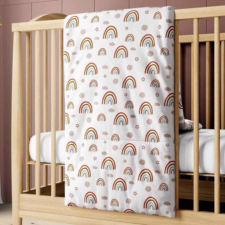 Edredom de Berço Arco-Íris, Nuvem e Estrelinha Boho