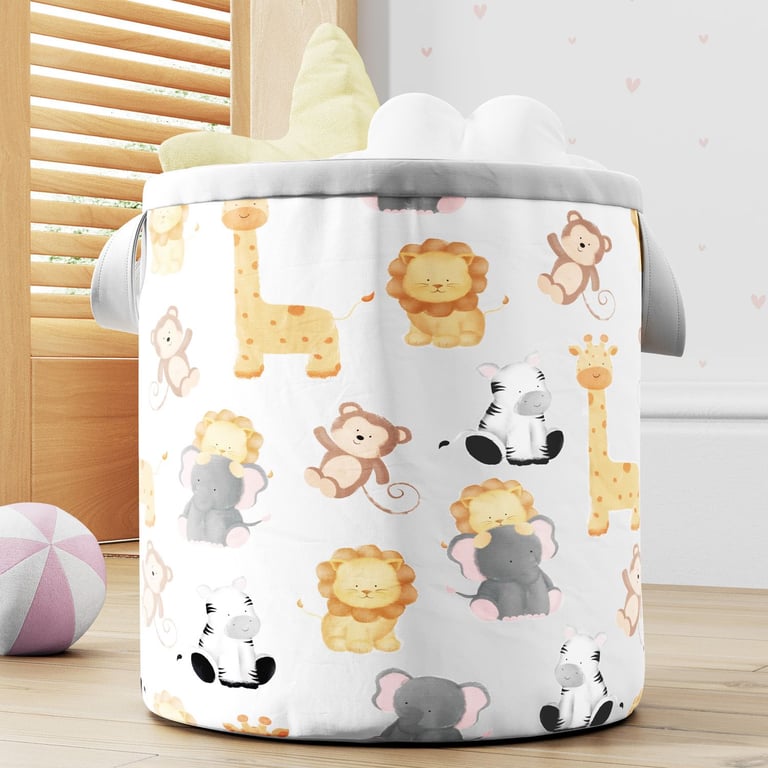 Cesto Organizador para Brinquedos Safári Aquarela 28cm