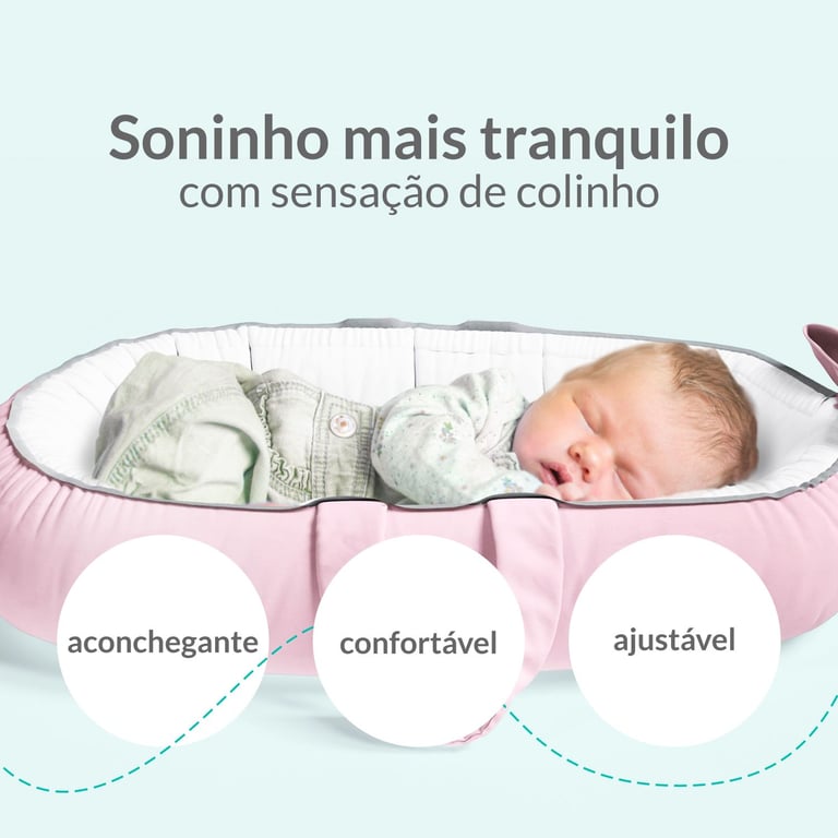 Ninho para Bebê Redutor de Berço Coração Rosa e Cinza — vista alternativa