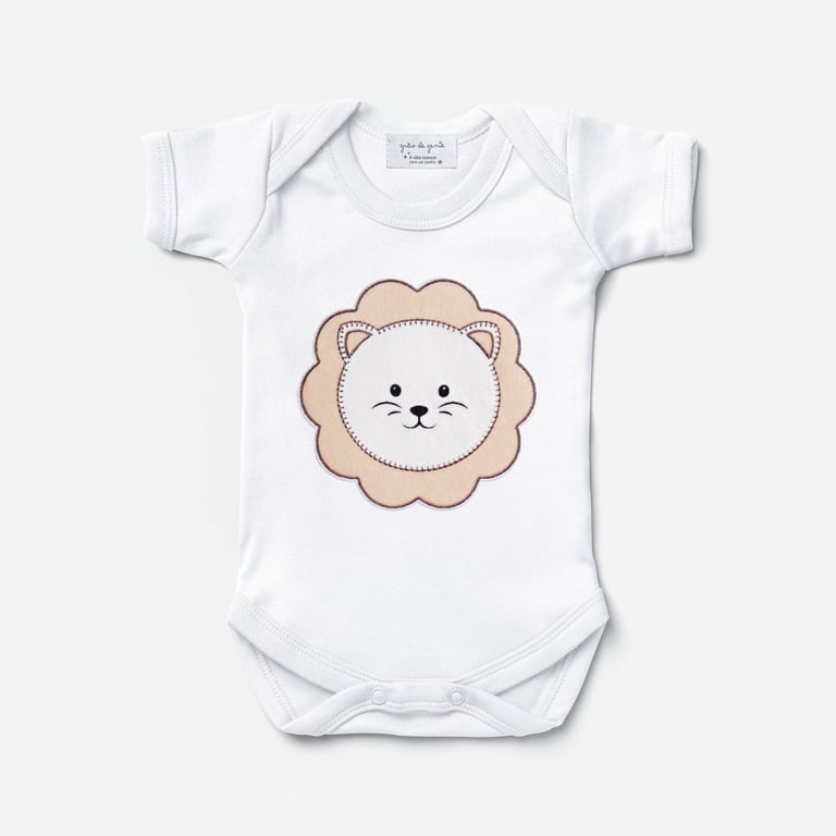 Body Manga Curta Amiguinho Leão Tam P