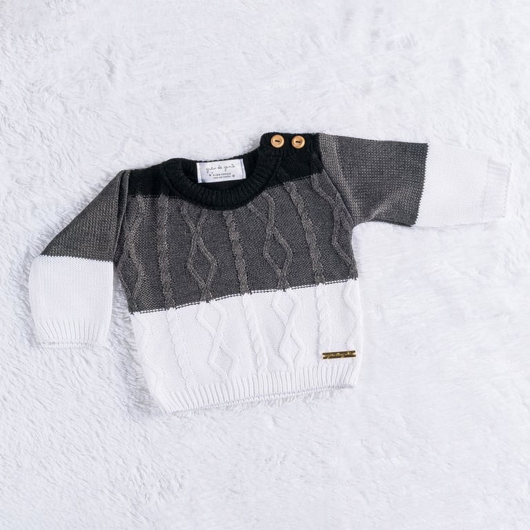 Casaquinho Tricot Trança Cinza Napolitano