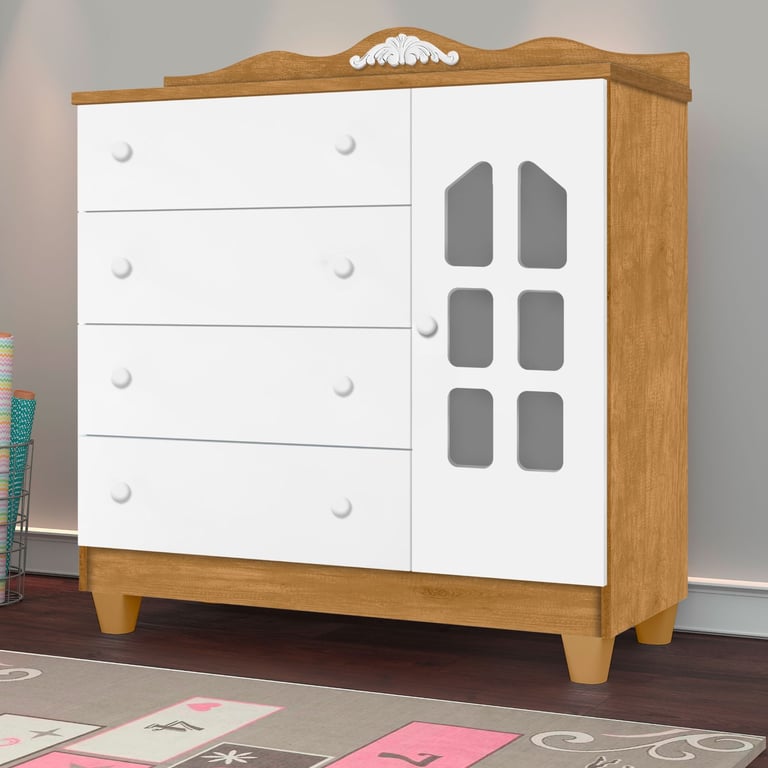 Cômoda Infantil Branco com Porta Laís Provençal