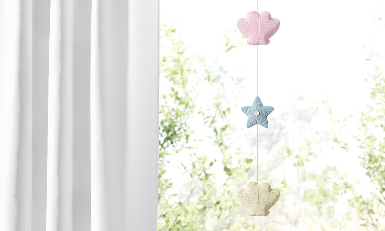 Pêndulo Cortina Concha e Estrela Menina Sereia — vista alternativa