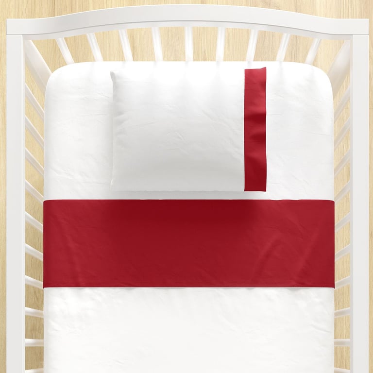 Jogo de Lençol Berço Branco e Vermelho 3 Peças