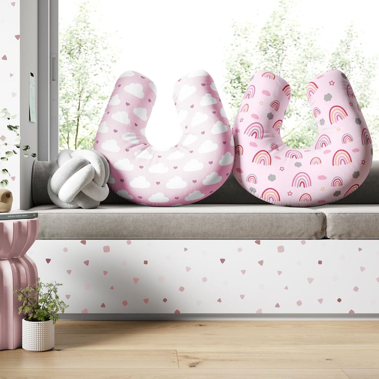 Almofada Amamentação Dupla Face Nuvem Arco-íris Rosa — vista alternativa