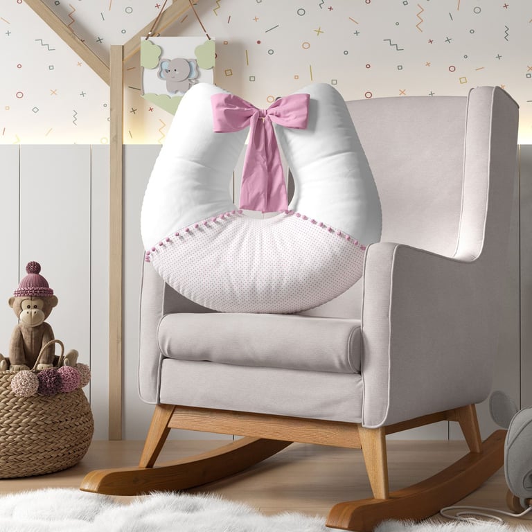 Almofada Amamentação Pompom e Poá Rosa — vista alternativa