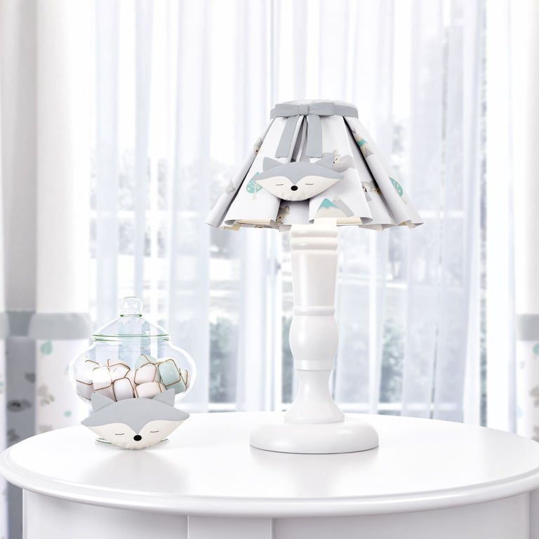 Abajur Madeira Raposinha Azul e Laranja