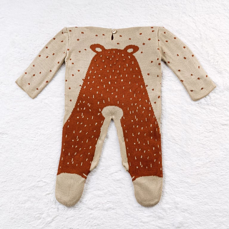 Saída Maternidade Tricot Jacquard Urso Nórdico Preto 02 Peças — vista alternativa