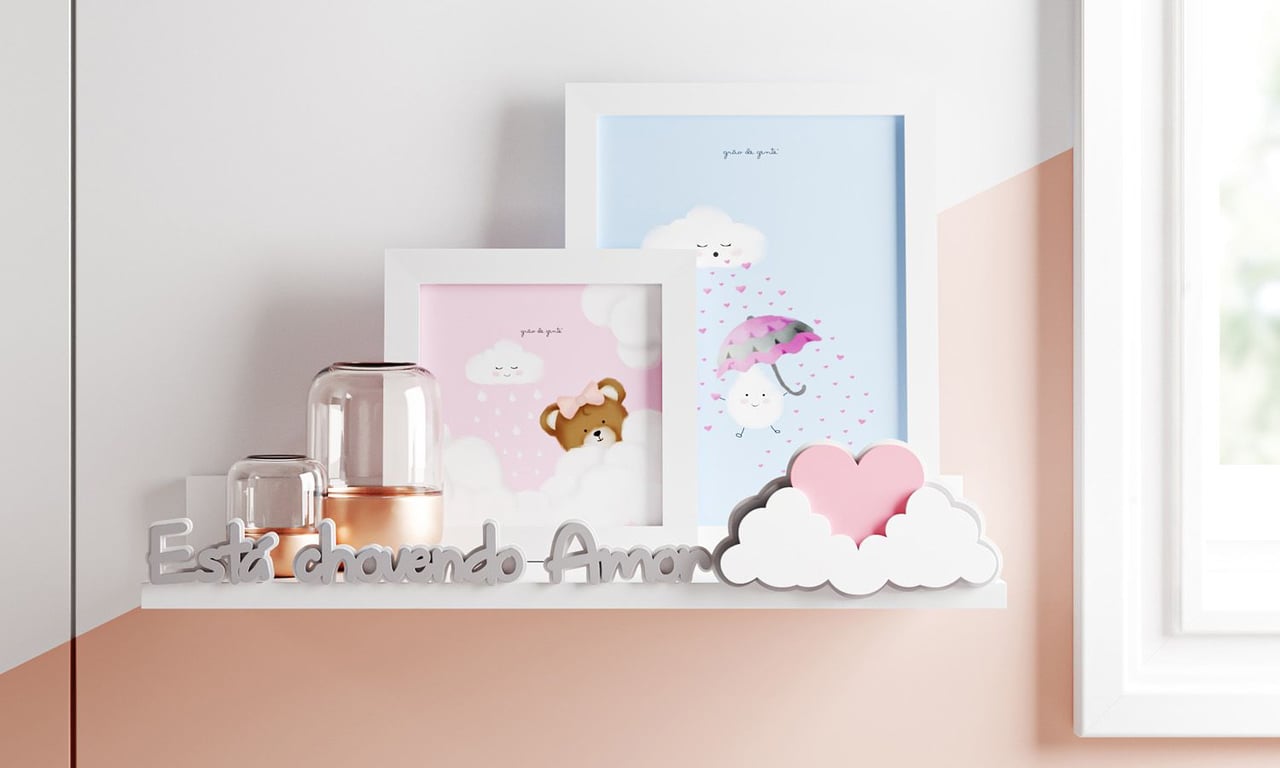 Prateleira MDF Chuva de Amor Rosa