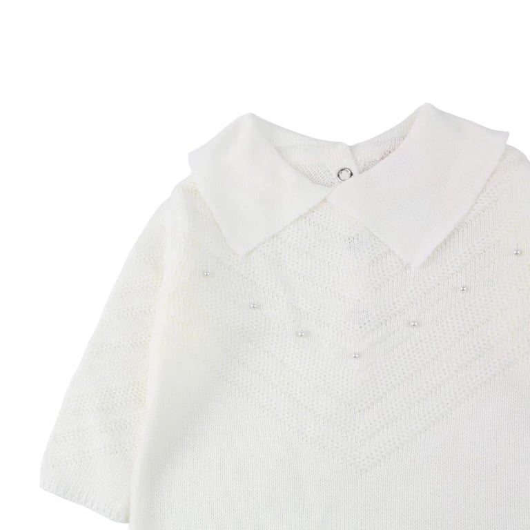 Saída Maternidade Din Don com Gola Trançado Pérolas Off White — vista alternativa