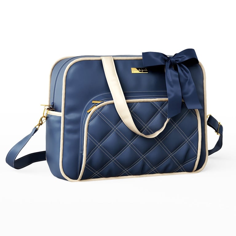 Bolsa Maternidade Luxo Azul Marinho e Bege 40cm — vista alternativa