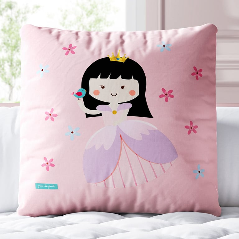 Almofada Quadrada Princesa Yumi Rosa 30cm