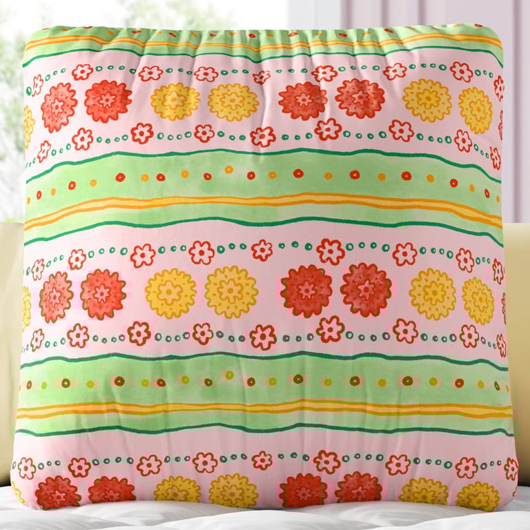 Almofada Quadrada Floral Étnico 30cm