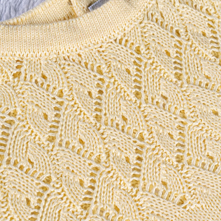 Saída Maternidade Tricot Vestido com Laços Amarelo Camomila 02 Peças — vista alternativa