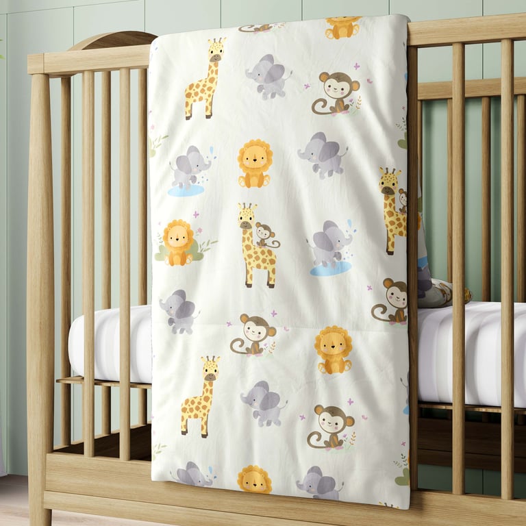 Edredom de Berço Selva Baby Rosa