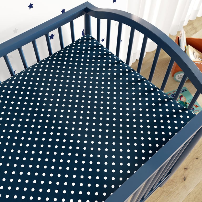 Lençol Berço com Elástico Poá Azul Marinho — vista alternativa