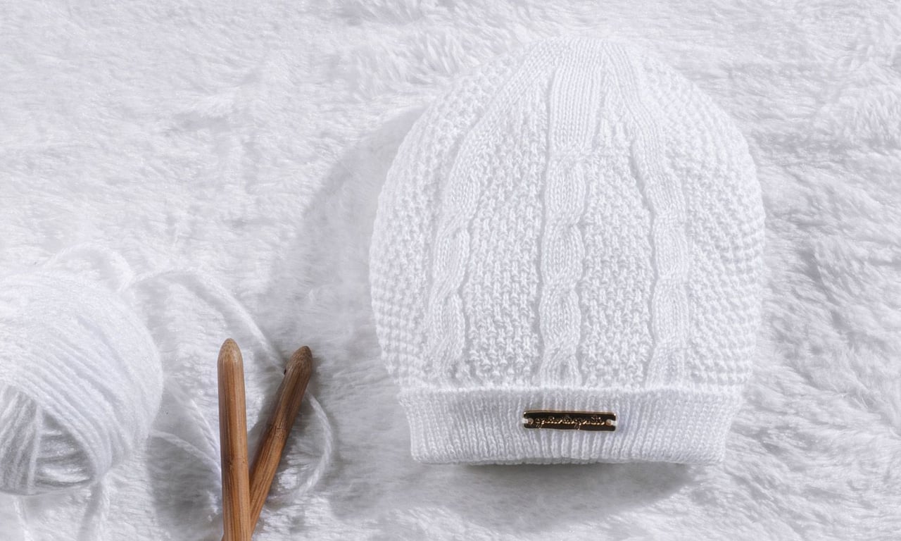Touca para Bebê Tricot Branco Tam M